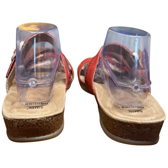 EARTH ORIGINS Bosk Baylen Women 10M Red Leather Slide Sandals Adjustable Strap - Picture 5 of 13